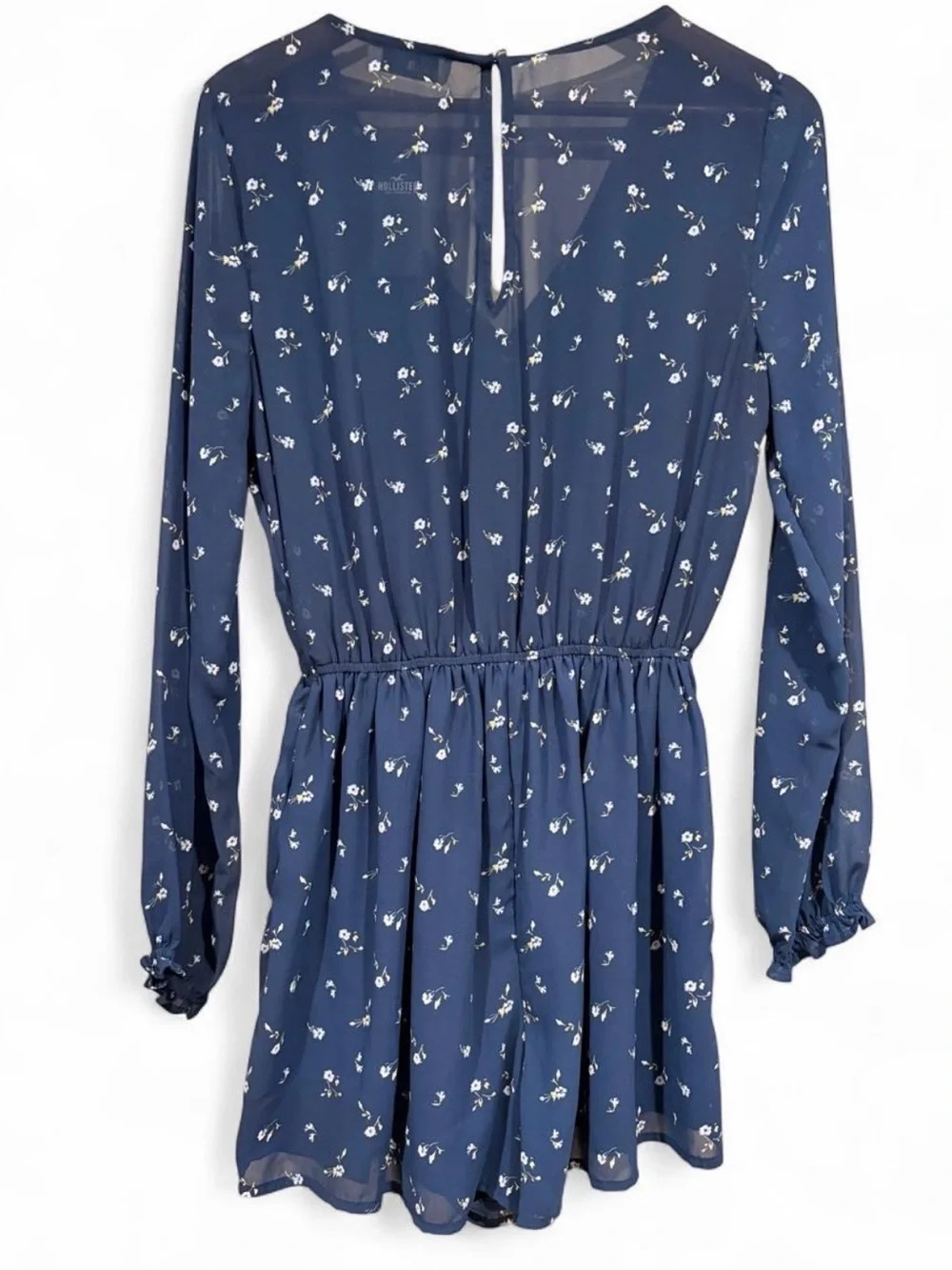 NWT Hollister Navy Floral Wrap Front Sheer Romper | Large